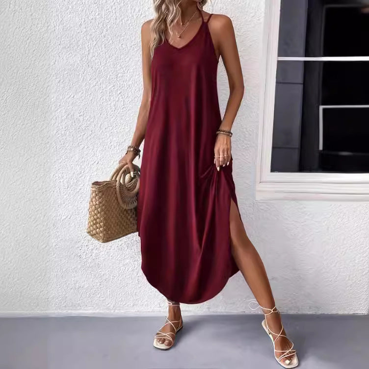 Emma – Robe fluide élégante col V estivale