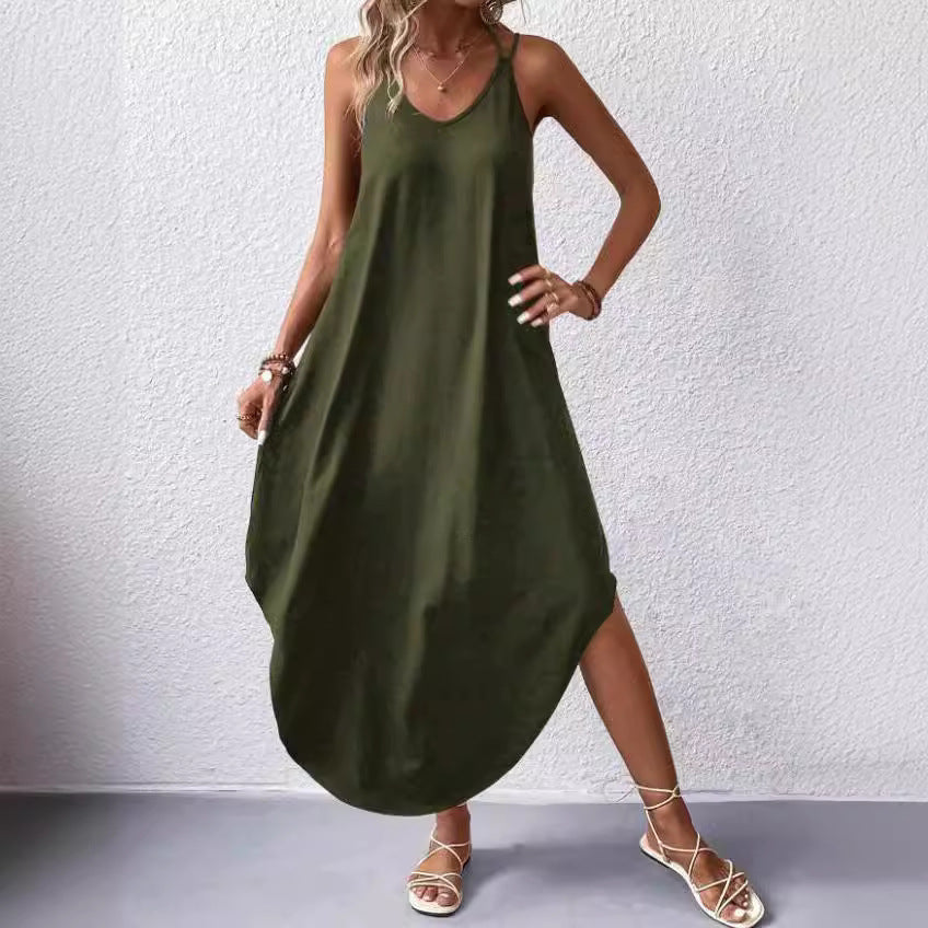 Emma – Robe fluide élégante col V estivale