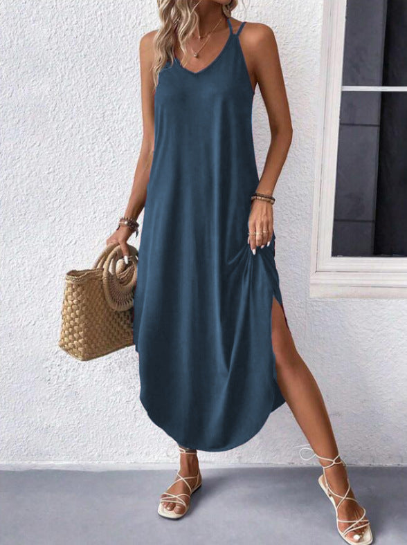 Emma – Robe fluide élégante col V estivale