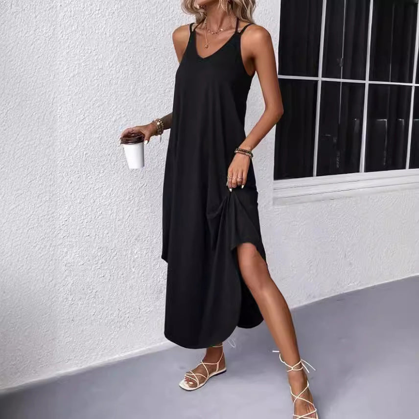 Emma – Robe fluide élégante col V estivale