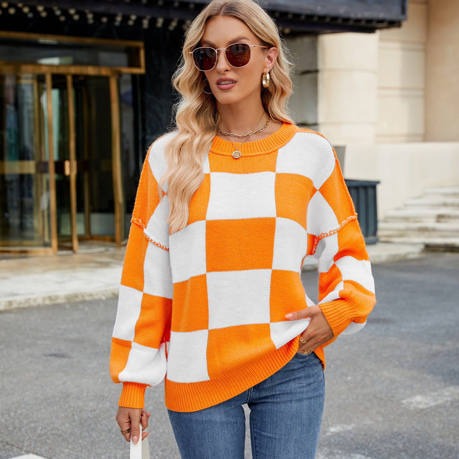 Sophie – Pull Doux et Élégant à Carreaux