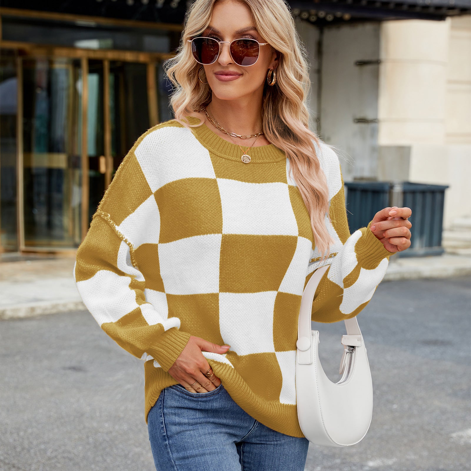 Sophie – Pull Doux et Élégant à Carreaux