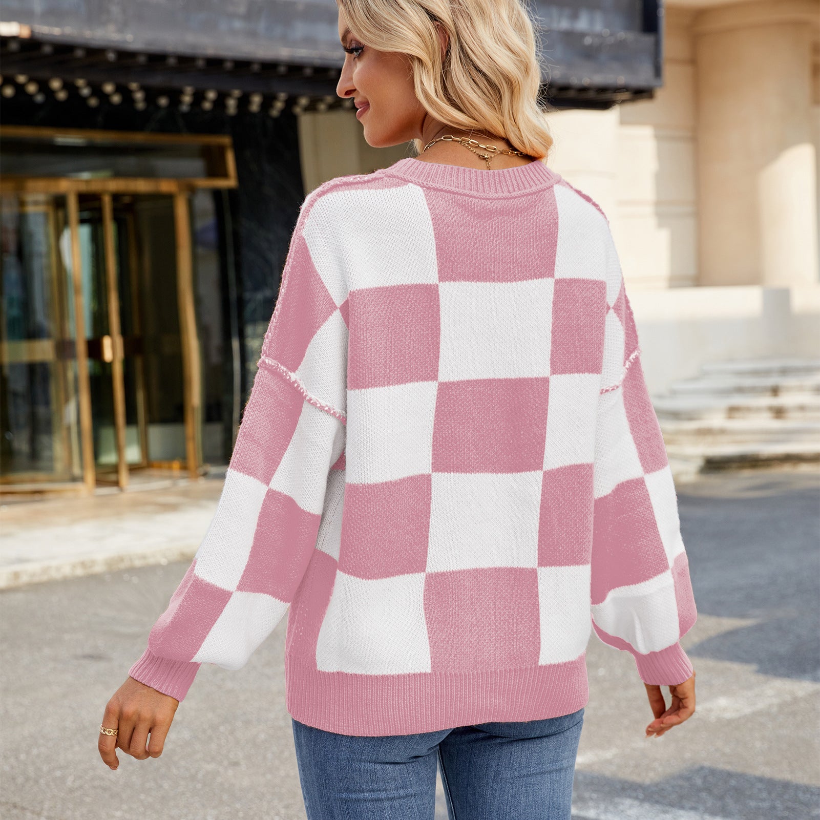 Sophie – Pull Doux et Élégant à Carreaux