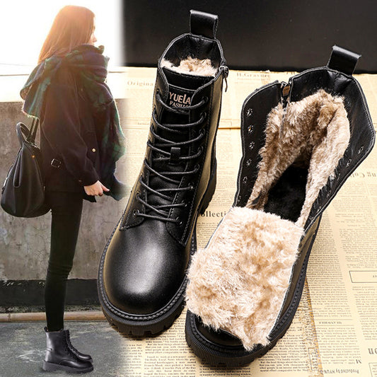 Coralie - Bottes d'hiver en cuir noir